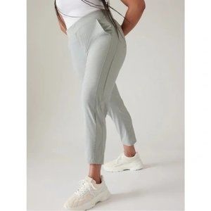 Athleta Brooklyn Textured Green City Striped Ankle Pants‎ Size 14